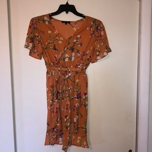 Orange and floral high low low dress